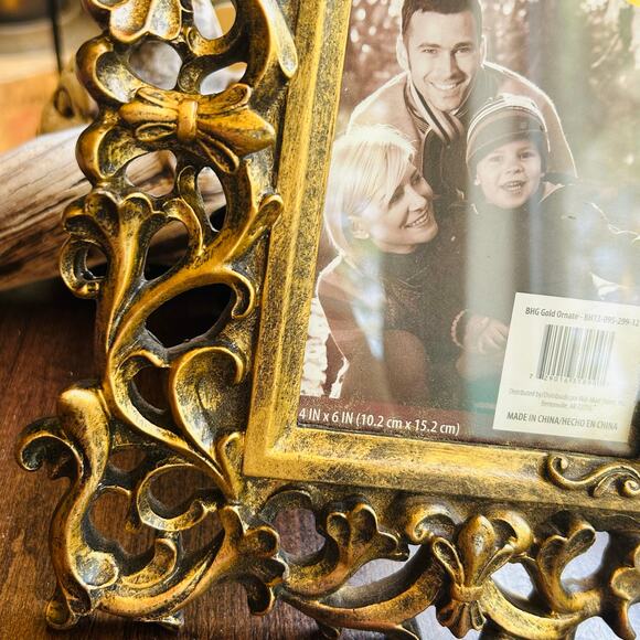 New Better homes Gold Picture Frame for 4x6 Photo Heavy Resin MCM Style Ornate - Picture 5 of 10